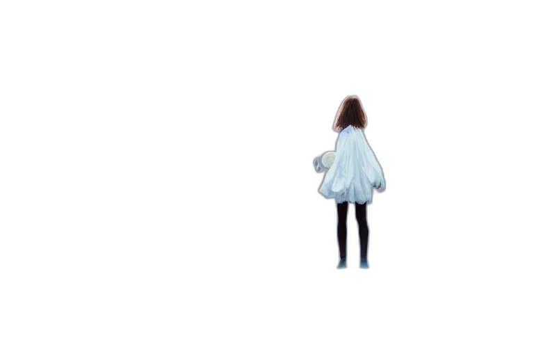 dress, jacket, umbrella, hair, concept art, pixel art, anime, 3d render transparent PNG cut-out