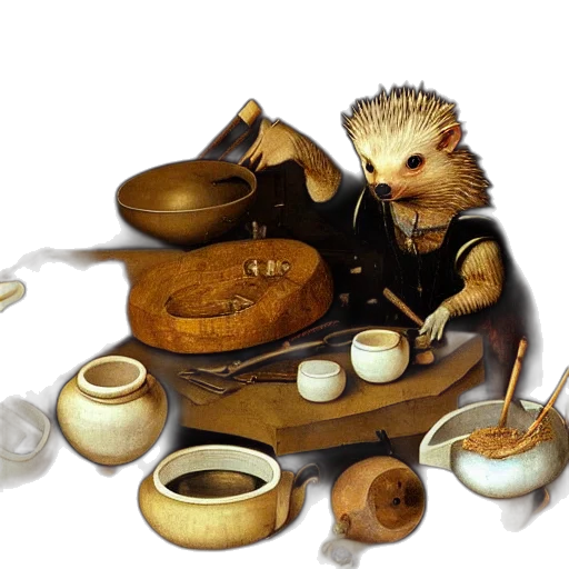 food, concept art, 3d render, fantasy art, photorealistic, painting, confused, hedgehog transparent PNG cut-out
