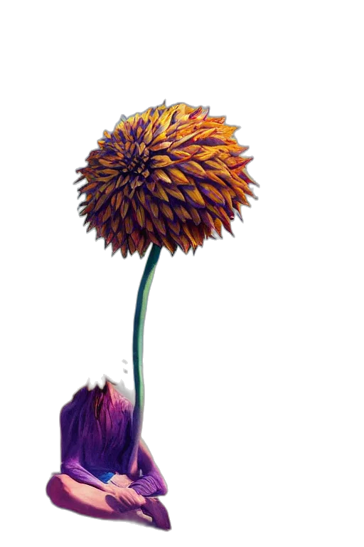 flower, crown, staff, umbrella, photorealistic, 3d render, concept art, watercolor transparent PNG cut-out