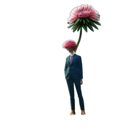 hat, umbrella, flower, crown, concept art, vaporwave, 3d render, photorealistic transparent PNG cut-out