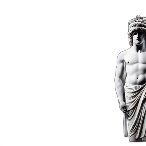 sword, photorealistic, 3d render, vaporwave, photo, greek, statue, antinous transparent PNG cut-out