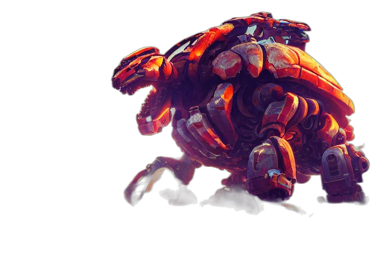 creature, robot, animal, concept art, watercolor, fantasy art, 3d render, red transparent PNG cut-out