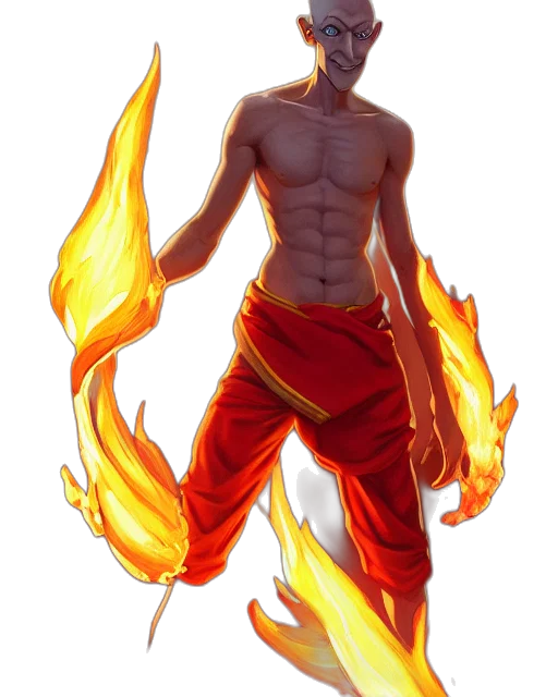 concept art, fantasy art, comic book art, pixel art, fire, red, squidward, wearing transparent PNG cut-out