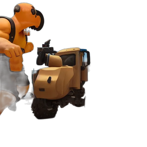 robot, concept art, 3d render, heavy transparent PNG cut-out