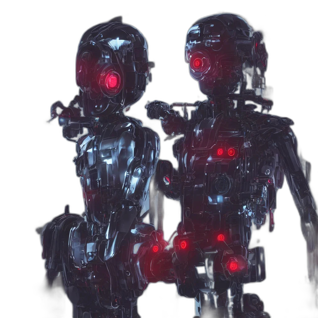 robot, concept art, 3d render, cyberpunk transparent PNG cut-out