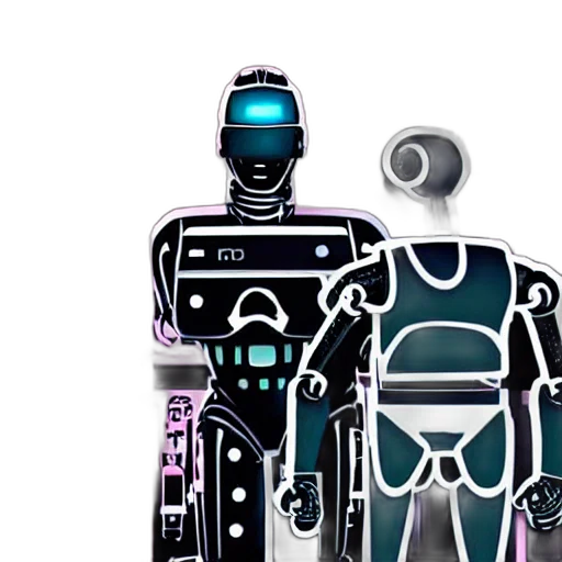 robot, concept art, 3d render, vaporwave transparent PNG cut-out