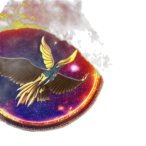 fantasy art, concept art, 3d render, photorealistic, outer space, phoenix, space, cinematic transparent PNG cut-out