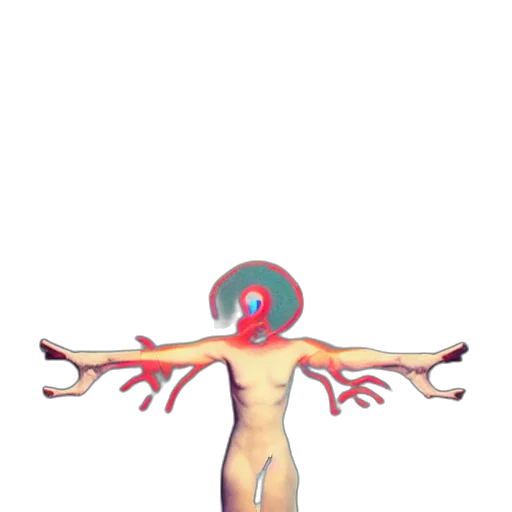 staff, creature, robot, crown, concept art, 3d render, vaporwave, pixel art transparent PNG cut-out