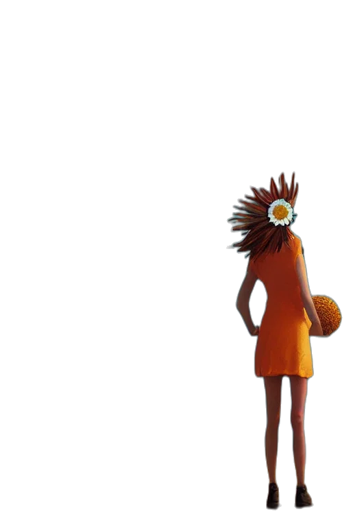 dress, crown, hair, flower, concept art, 3d render, cartoon, fantasy art transparent PNG cut-out