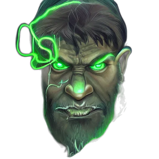 face, mask, staff, concept art, cyberpunk, fantasy art, comic book art, neon lights transparent PNG cut-out