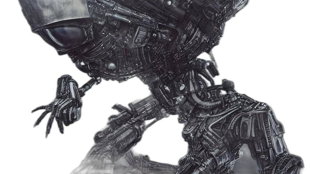 robot, concept art, 3d render, photorealistic transparent PNG cut-out