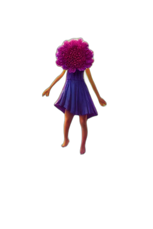 dress, flower, hair, creature, 3d render, concept art, photorealistic, giant transparent PNG cut-out