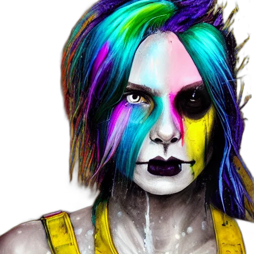 face, hair, mask, cyberpunk, fantasy art, photorealistic, comic book art, neon transparent PNG cut-out