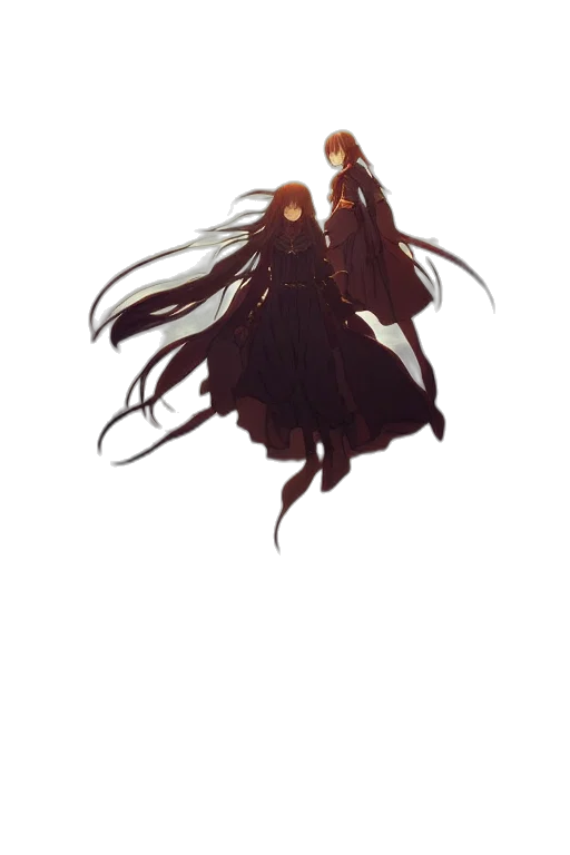 staff, hair, dress, creature transparent PNG cut-out