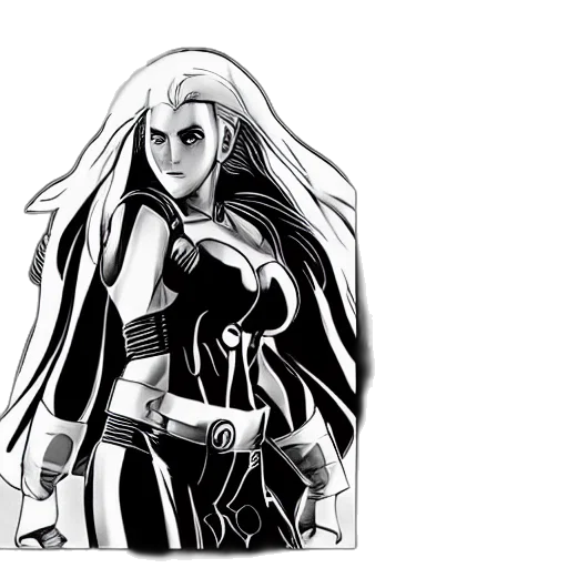 comic book art, concept art, cartoon, fantasy art, monochrome, scarlett, johansson, juggernaut transparent PNG cut-out