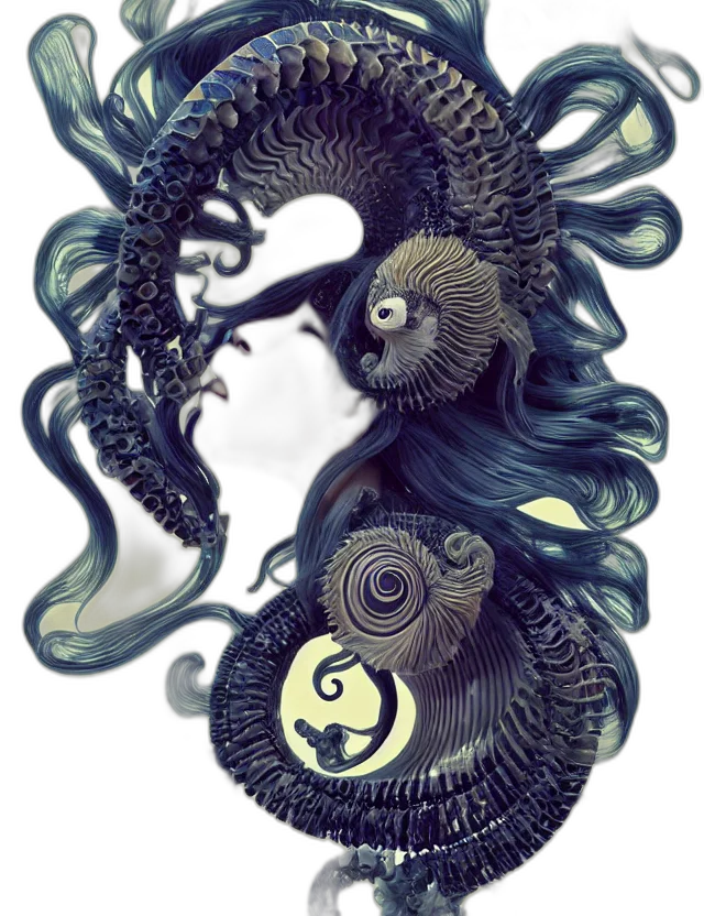 dragon, creature, mask, hair, fantasy art, concept art, photorealistic, pixel art transparent PNG cut-out