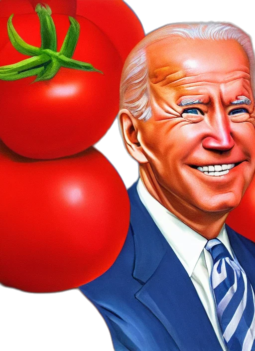 food, face, creature, animal, photorealistic, joe, biden, tomato transparent PNG cut-out