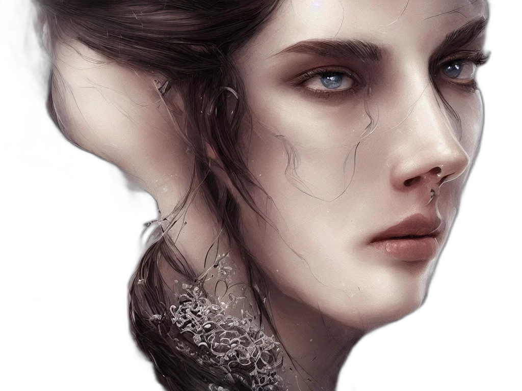 face, dragon, fantasy art, photorealistic, concept art, watercolor, dark, earth tones transparent PNG cut-out