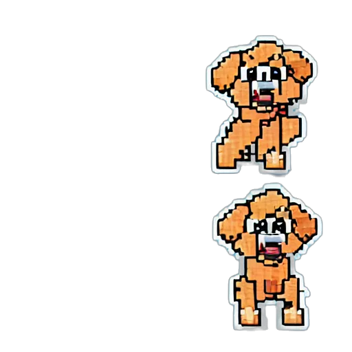 pixel art, cartoon, concept art, monochrome, golden, pastel, earth tones, dog transparent PNG cut-out