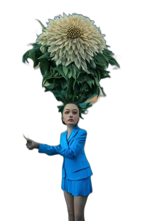flower, jacket, umbrella, creature, 3d render, photorealistic, concept art, forest transparent PNG cut-out