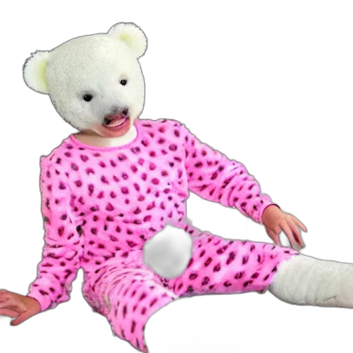 creature, animal, 3d render, cute, white, teddy, bear, pink transparent PNG cut-out