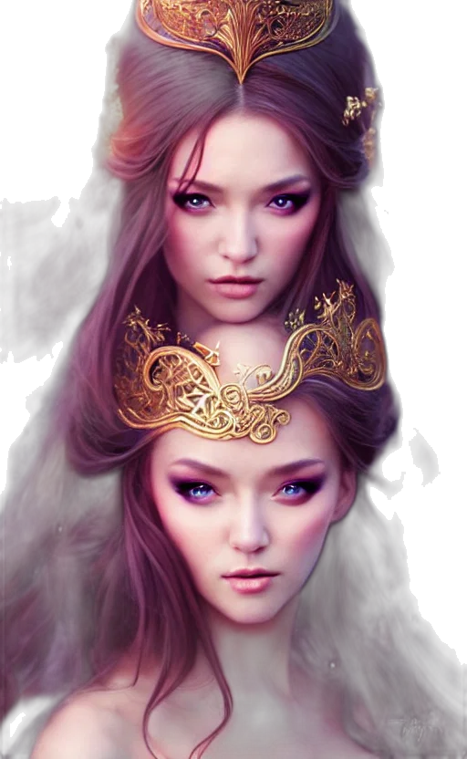 crown, jewelry, face, fantasy art transparent PNG cut-out