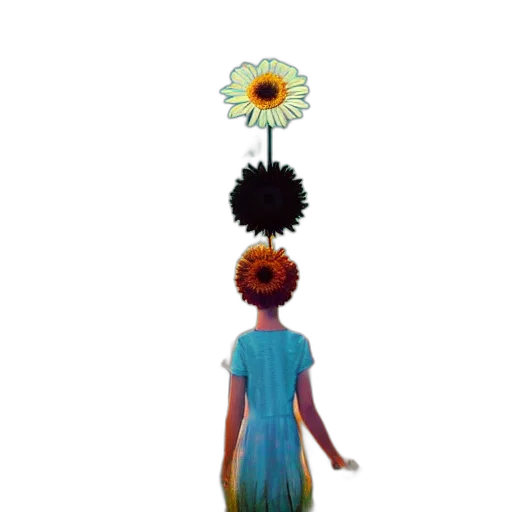 flower, dress, staff, umbrella, concept art, 3d render, pixel art, watercolor transparent PNG cut-out