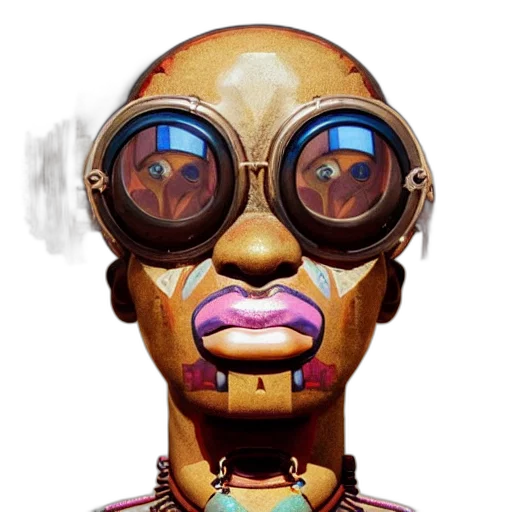mask, face, robot, concept art, cyberpunk, comic book art, cartoon, colourful transparent PNG cut-out