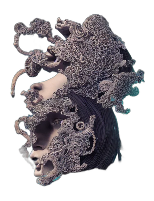 mask, crown, face, creature, 3d render, concept art, photorealistic, fantasy art transparent PNG cut-out