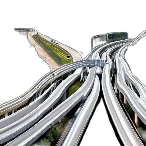 photorealistic, 3d render, interstate, highway, roads, made, waterslides transparent PNG cut-out