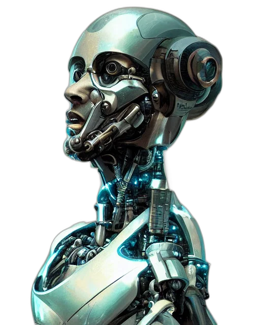 robot, cyberpunk, concept art, 3d render transparent PNG cut-out