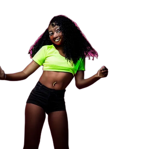 neon lights, neon, beautiful, black, emo, girl, dancing, rave transparent PNG cut-out