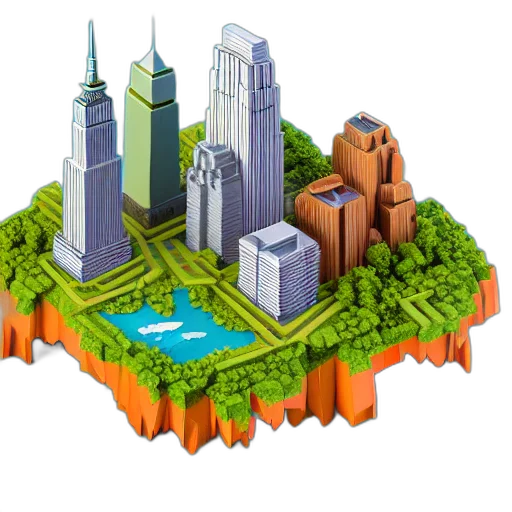 building, 3d render, pixel art, concept art transparent PNG cut-out