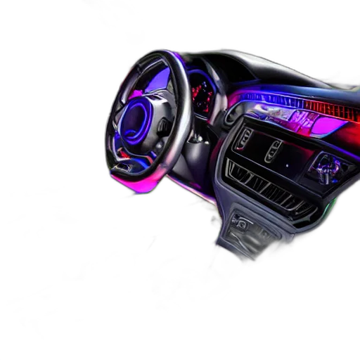car, cyberpunk, 3d render, photo, rgb, gaming, interior transparent PNG cut-out