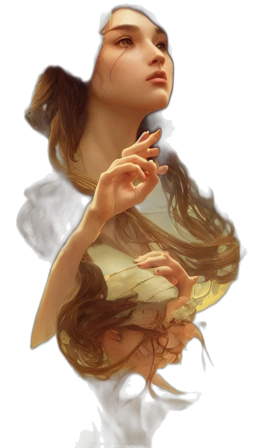 dress, face, photorealistic, oil painting transparent PNG cut-out