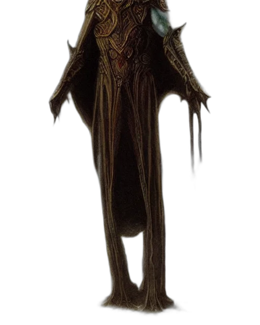 staff, creature, jacket, dress, concept art, fantasy art, 3d render, dark transparent PNG cut-out