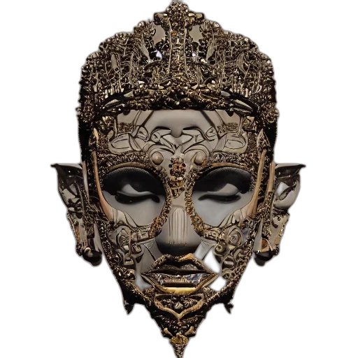 mask, crown, face, jewelry, photorealistic, 3d render, concept art, fantasy art transparent PNG cut-out