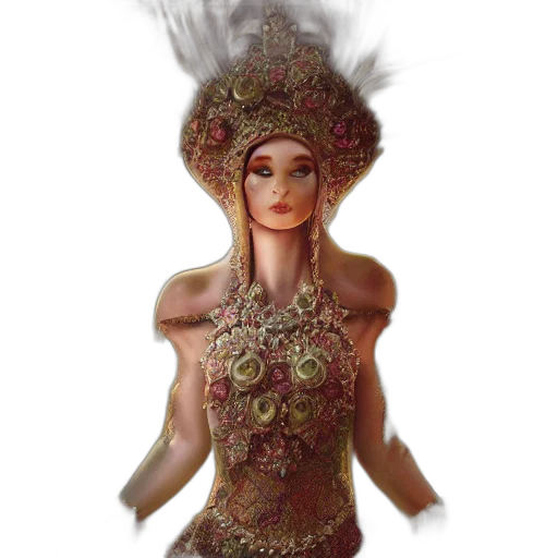 crown, dress, jewelry, mask, fantasy art, concept art, 3d render, photorealistic transparent PNG cut-out