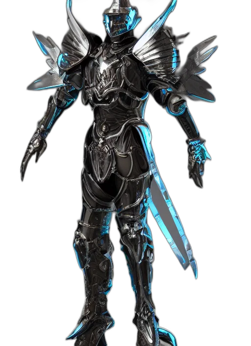 robot, weapon, staff, sword, concept art, fantasy art, 3d render, cyberpunk transparent PNG cut-out