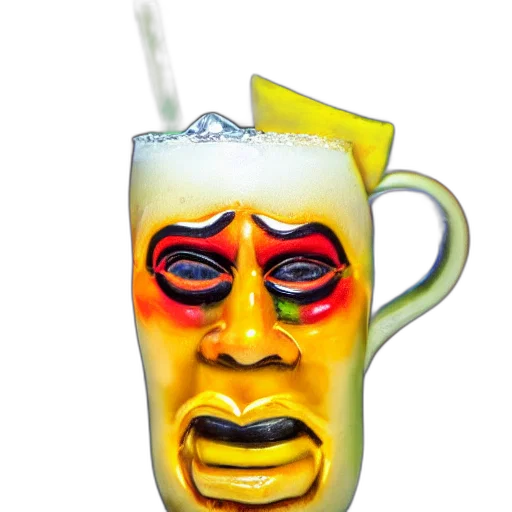 face, mask, 3d render, photorealistic, vaporwave, closeup, photograph, tiki transparent PNG cut-out