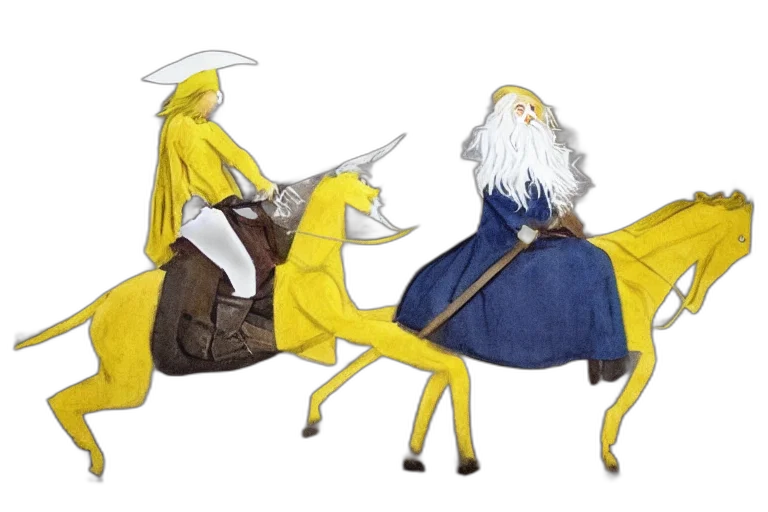 dragon, fantasy art, concept art, 3d render, watercolor, gandalf, yellow, hat transparent PNG cut-out