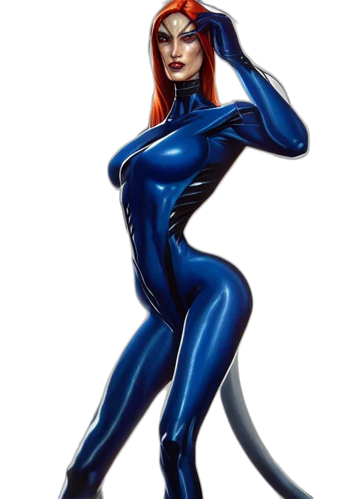dress, robot, comic book art, concept art, cartoon, 3d render, blue, symmetry transparent PNG cut-out