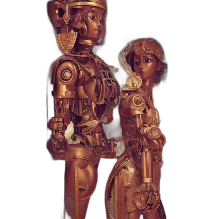 robot, staff, 3d render, concept art transparent PNG cut-out