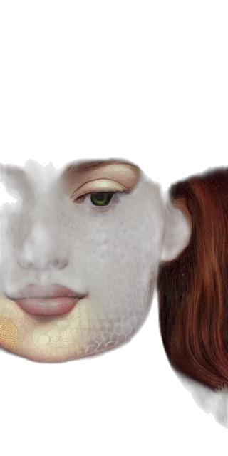 mask, face, hair, creature, photorealistic, 3d render, fantasy art, concept art transparent PNG cut-out