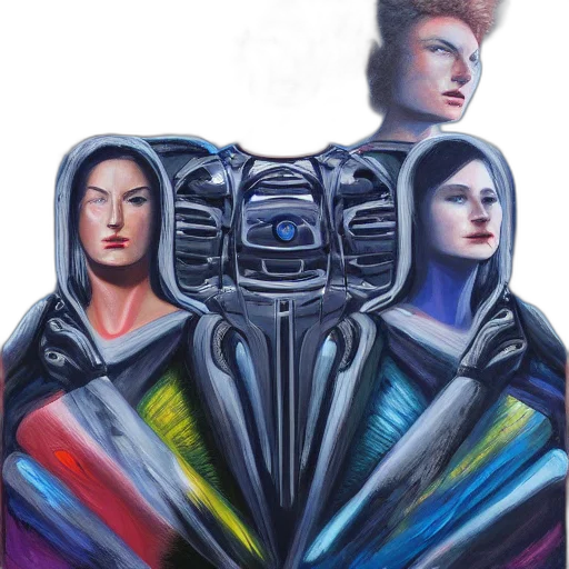 robot, jacket, face, cyberpunk transparent PNG cut-out