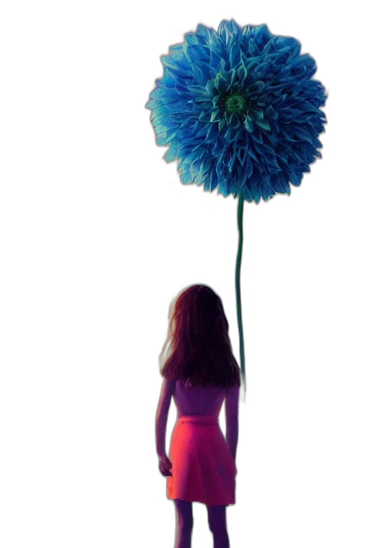 flower, umbrella, dress, hair, concept art, 3d render, photorealistic, fantasy art transparent PNG cut-out