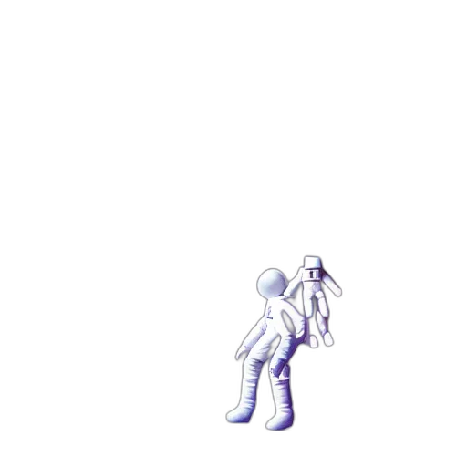 robot, staff, creature, animal, pixel art, 3d render, concept art, vaporwave transparent PNG cut-out