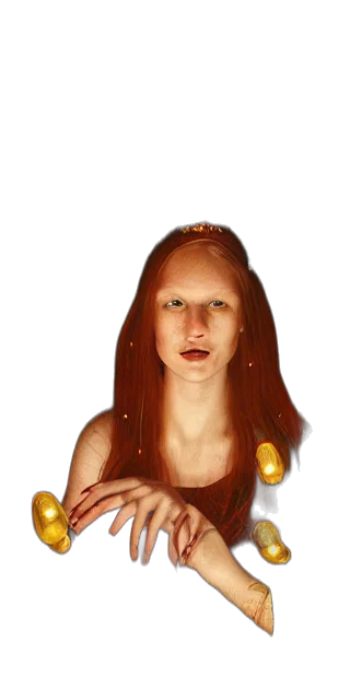 jewelry, dress, face, crown, concept art, photorealistic, fantasy art, 3d render transparent PNG cut-out