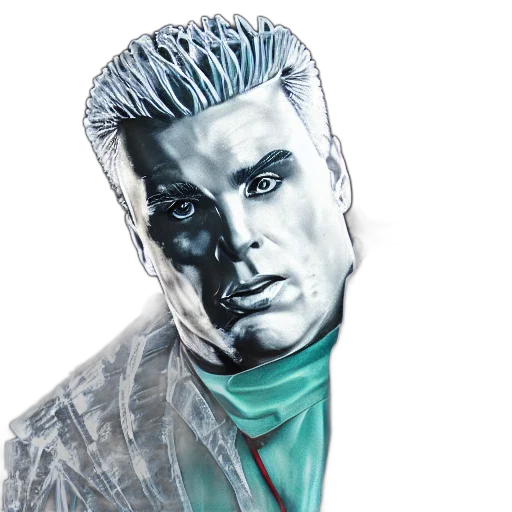 jacket, face, comic book art, photorealistic, concept art, cyberpunk, ice, sculpture transparent PNG cut-out
