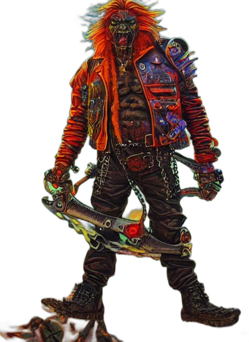 jacket, staff, weapon, sword, concept art, cyberpunk, fantasy art, comic book art transparent PNG cut-out